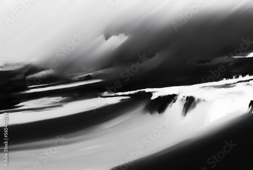 Abstract Background: Black & White Water Scene, Generative AI