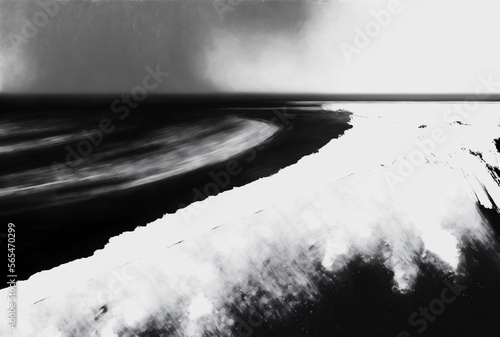 Abstract Background: Black & White Water Scene, Generative AI