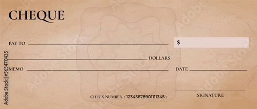 Blank bank cheque template design. Bank check template