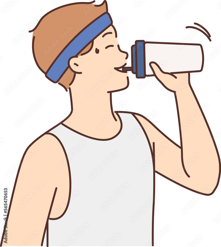Thirsty man drink water from bottle Thirsty man drink water from bottle