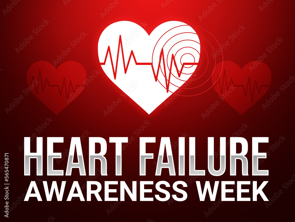 Heart Failure Awareness Week background with beat line and typography ...