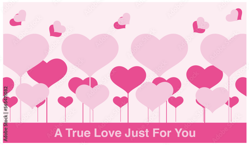 Valentine's day card with heart shaped balloons, vector illustration. Suitable for Valentine's celebration designs or greetings full of love and affection