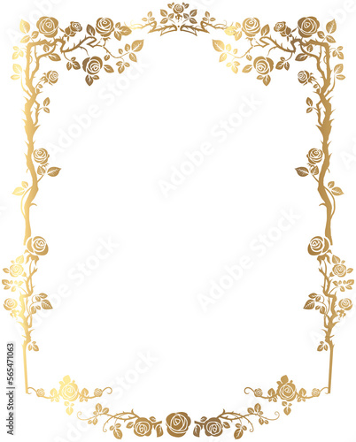 Golden flowers frame design clip art isolated