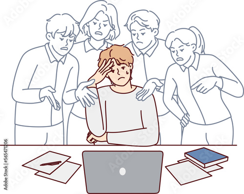 Stressed man pressured by social opinion