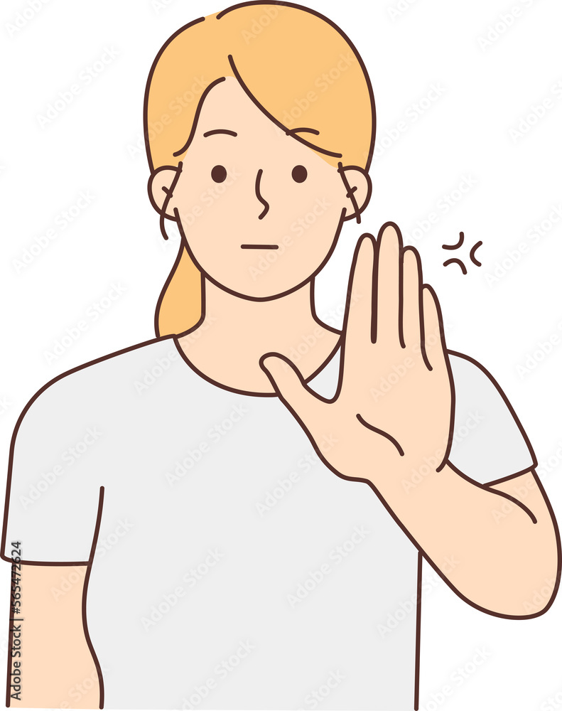 Young woman show stop gesture Young woman show stop gesture