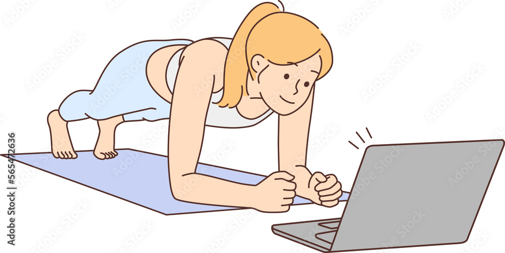 Woman training online with lesson on computer