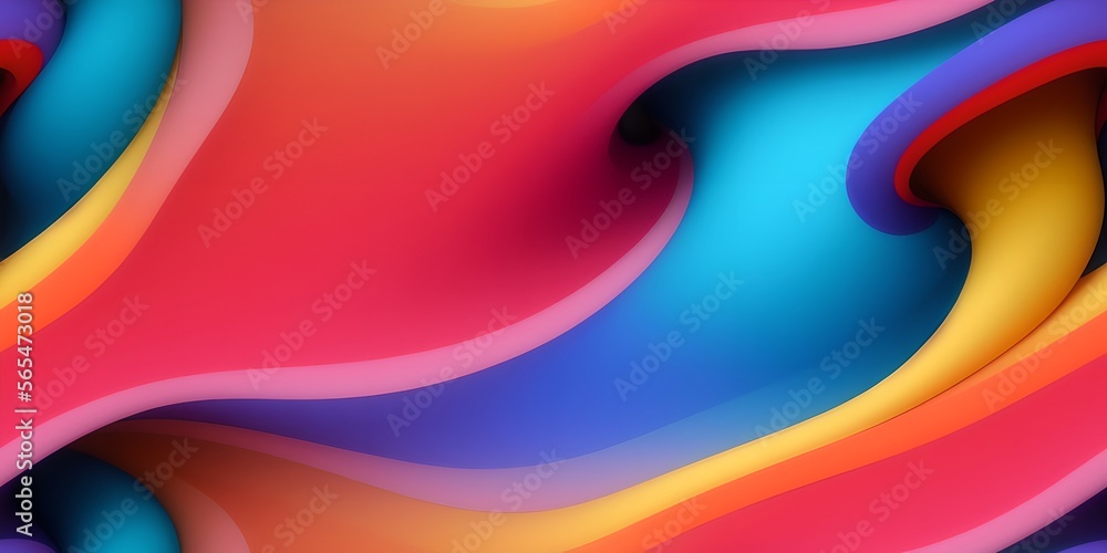 Smooth wave flowing rainbow gradient background 3D, liquid abstract wallpaper design. 
