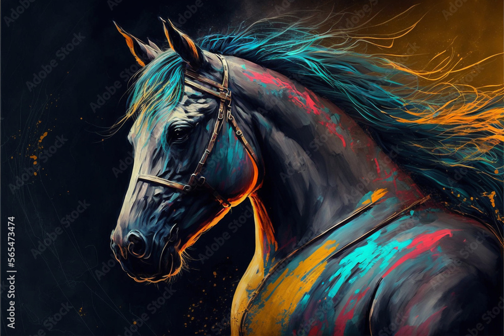 Kolorowy koń malowany - obrazy, fototapety, plakaty 