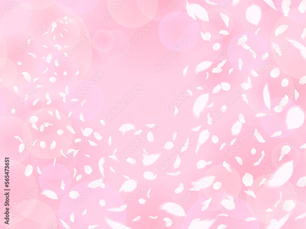 さくらの背景⑤花びら舞う_ピンク背景