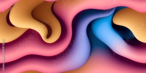 Smooth wave flowing rainbow gradient background 3D, liquid abstract wallpaper design. 