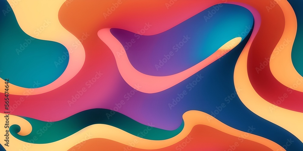 Smooth wave flowing rainbow gradient background 3D, liquid abstract wallpaper design. 