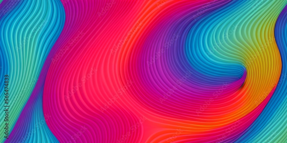 Fototapeta premium Smooth wave flowing rainbow gradient background 3D, liquid abstract wallpaper design.