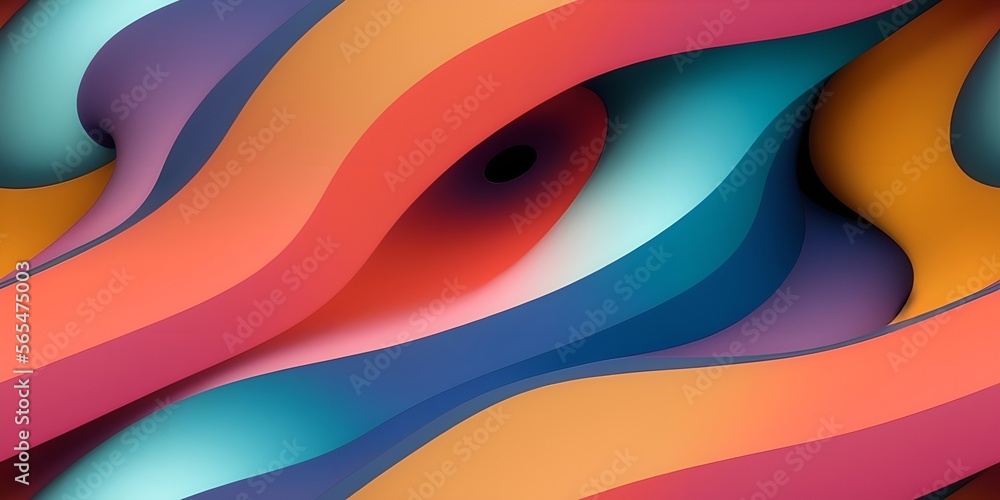 Obraz premium Smooth wave flowing rainbow gradient background 3D, liquid abstract wallpaper design.