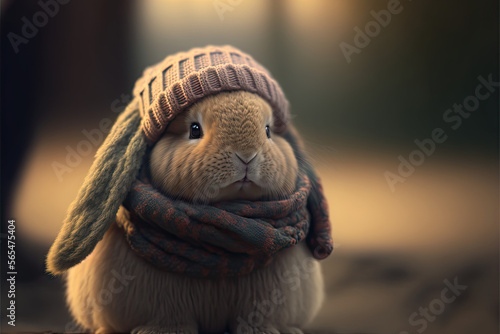 Bunny wearing a hat and scarf, created using generative AI © Michael