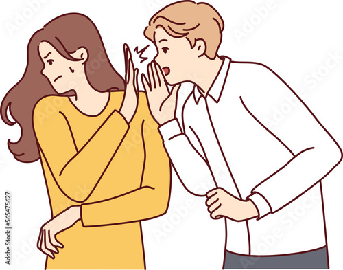 Self-sufficient woman turns away from screaming man after insults or unpleasant words. Vector image