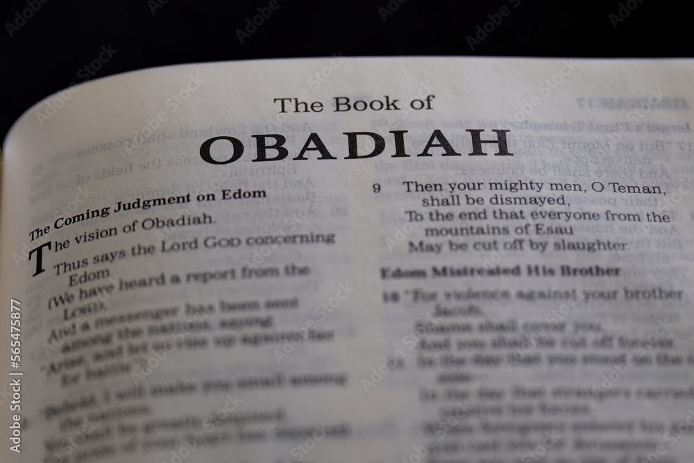 title page from the book of Obadiah in the bible or torah for faith, christian, jew, jewish, hebrew, israelite, history, religion title page from the book of Obadiah in the bible or torah for faith, christian, jew, jewish, hebrew, israelite, history, religion