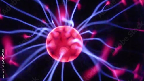 Vibrant floating energy sphere with lightning tentacles moving all around.