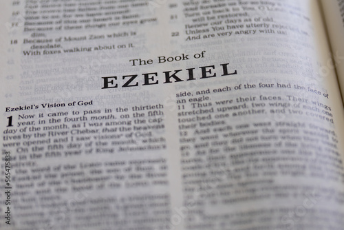 title page from the book of Ezekiel in the bible or torah for faith, christian, jew, jewish, hebrew, israelite, history, religion photo