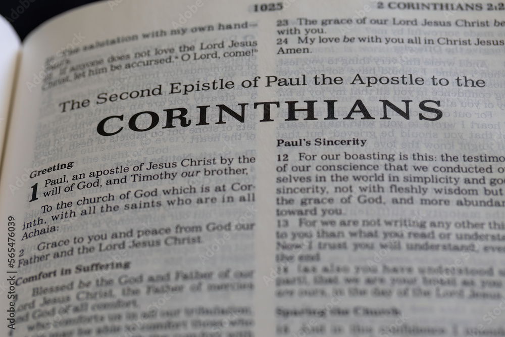 title page from the book of 2nd Corinthians in the bible for faith, christian, hebrew, israelite, history, religion title page from the book of 2nd Corinthians in the bible for faith, christian, hebrew, israelite, history, religion