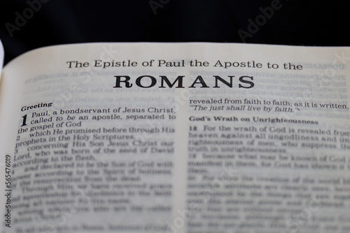 title page from the book of Romans in the bible for faith, christian, hebrew, israelite, history, religion photo