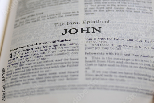 title page from the book of 1st John in the bible for faith, christian, hebrew, israelite, history, religion