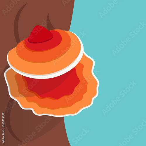 Reishi Ganoderma lingzhi mushroom vector illustration