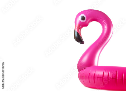 Flamingo isolated. Pink inflatable flamingo for summer beach iso