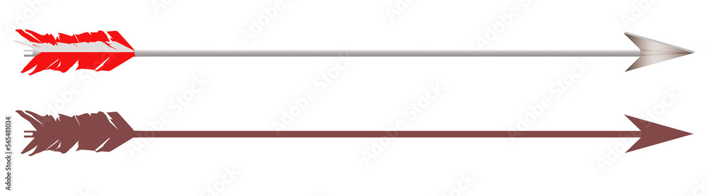 Arrows with feathers are seen isolated on a transparent background. Arrows with feathers are seen isolated on a transparent background.