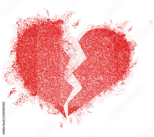 Photography A spray painted broken heart is seen isolated on a transparent background