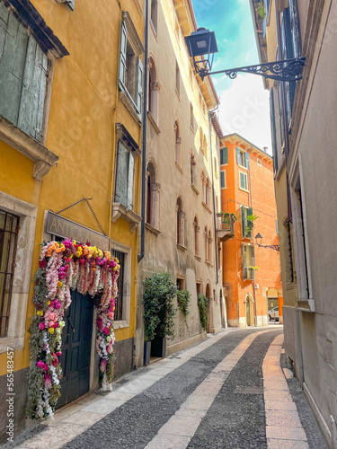 narrow street in the old town, Verona