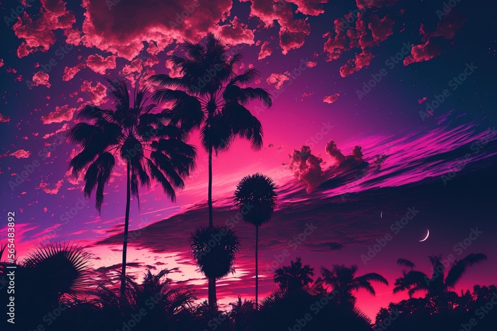 Tropical Sunset Sky, Generative AI