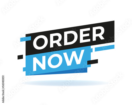 Order now banner badge icon. Vector illustration on isolated white background. Business concept order now pictogram