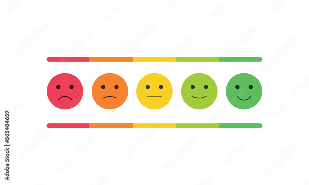 Feedback emoji slider or emoticon level scale for rating emojis happy smile neutral sad angry emotions. five facial expression emojis Feedback emoji slider or emoticon level scale for rating emojis happy smile neutral sad angry emotions. five facial expression emojis