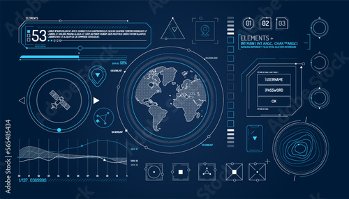 Set of infographic elements about satellite and data input.