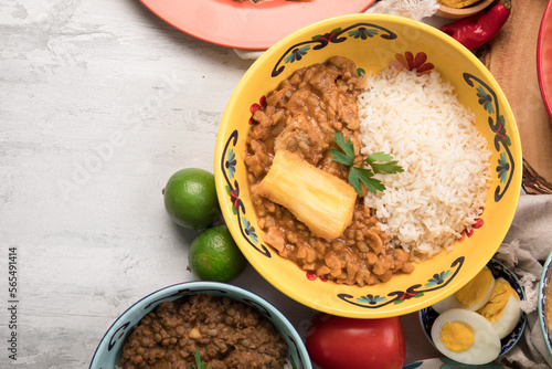 Fototapeta Naklejka Na Ścianę i Meble -  Carapulcra Peru traditional comfort food buffet table