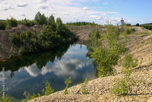 Canvas Print A  an Alaskan River looking at tailings from Gold Mining