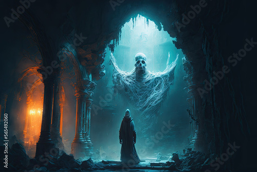Ghost encounter illustration, generated by ai