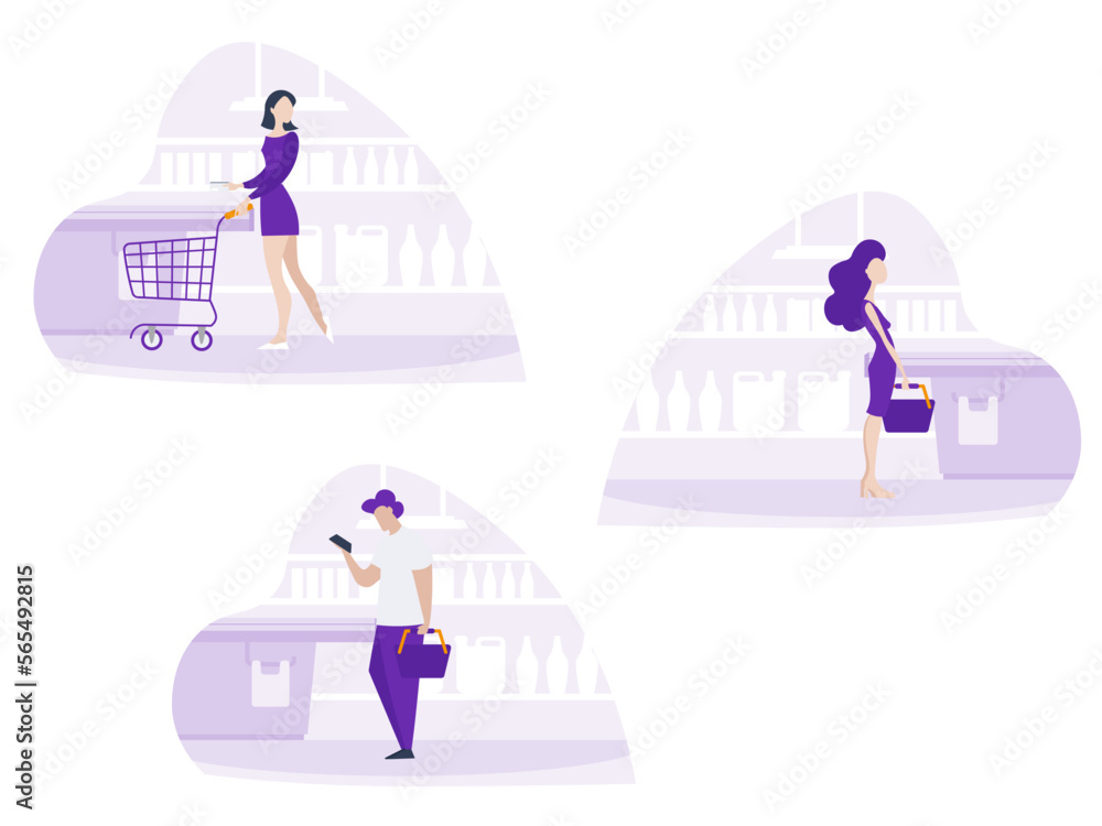 in a supermarket, people stand in line at the checkout in a supermarket, people stand in line at the checkout