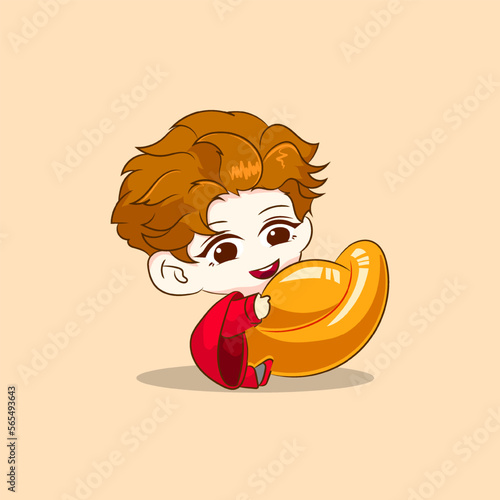 Premium vector l chinese boy vector imlek cute kids vector illustration