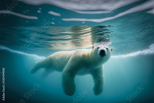 a swimming polar bear, generative ai photo