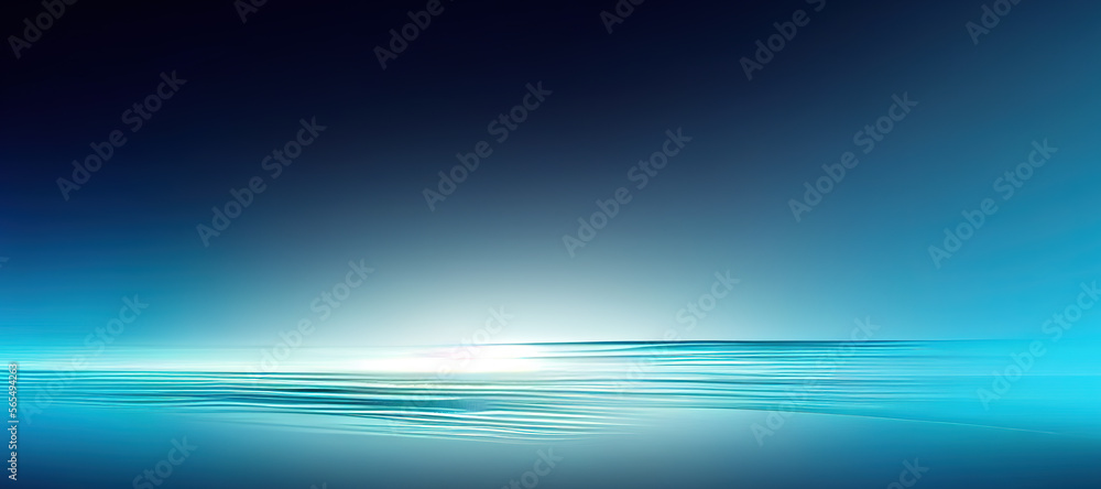 Obraz premium glowing blue sea water on blue gradation background with Generative AI Technology