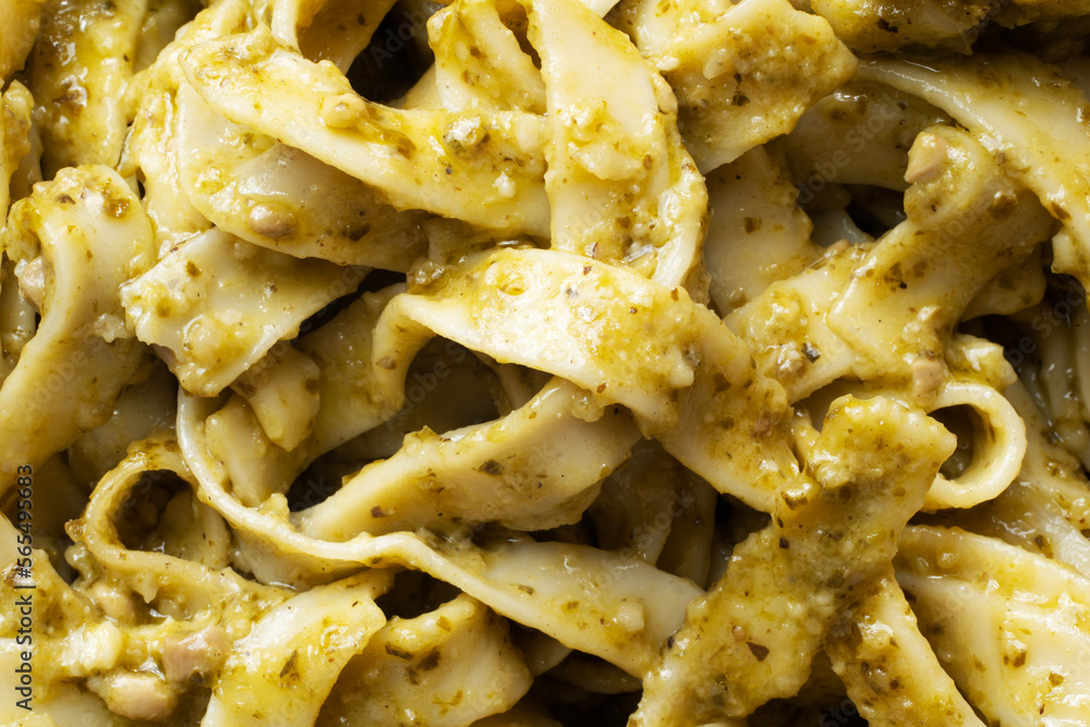 italian basil pesto pasta food background