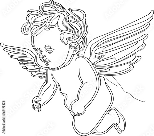 Wallpaper Mural Cherub Line Art Valentines Day Torontodigital.ca