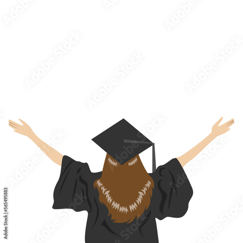 graduation woman vector illustration from back side