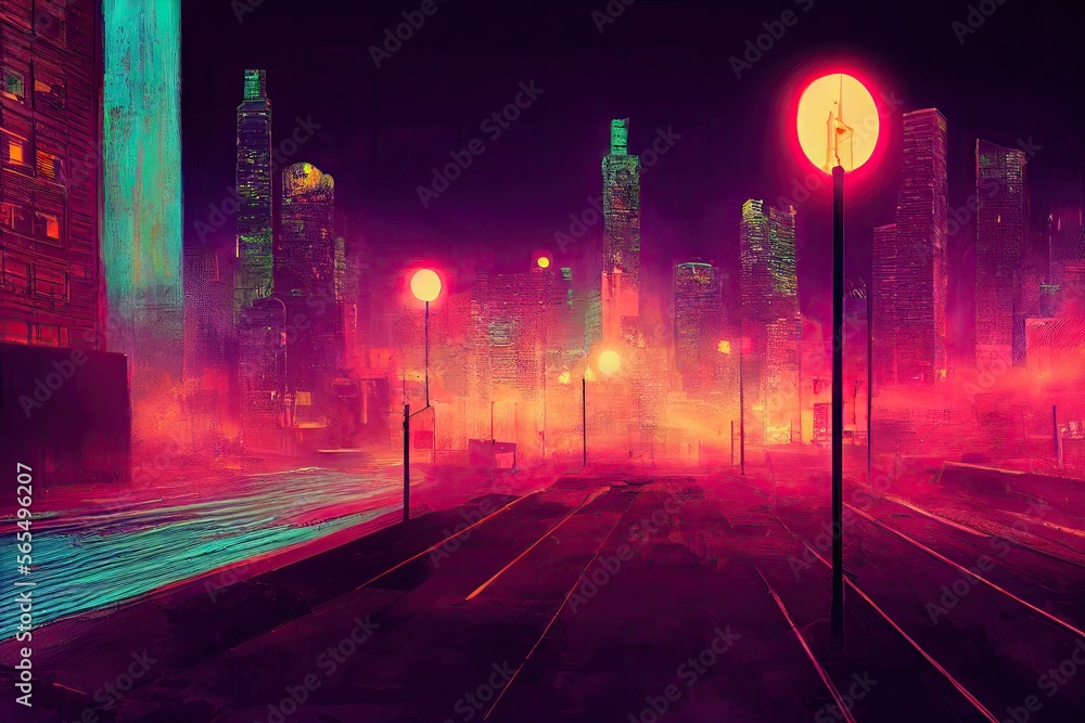 Cyberpunk street 2d fundo do jogo para celular ambiente da cidade cyberpunk  neon city gerado por ai