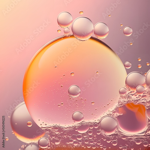 Close up Clear liquid cosmetic product. Gel texture with bubbles, skin care product