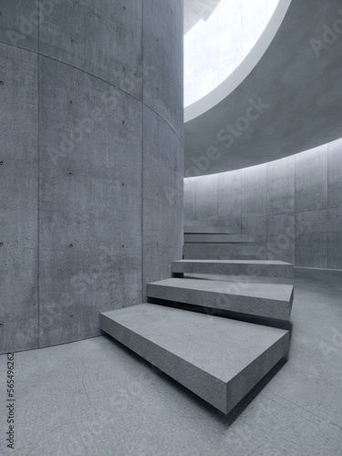 modern staircase in concrete space, 3d rendering