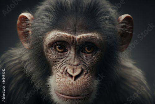 Closeup shot of a monkey - Generative AI © lilyl