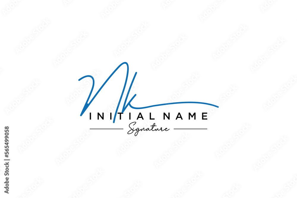 Initial NK signature logo template vector. Hand drawn Calligraphy lettering Vector illustration. Initial NK signature logo template vector. Hand drawn Calligraphy lettering Vector illustration.