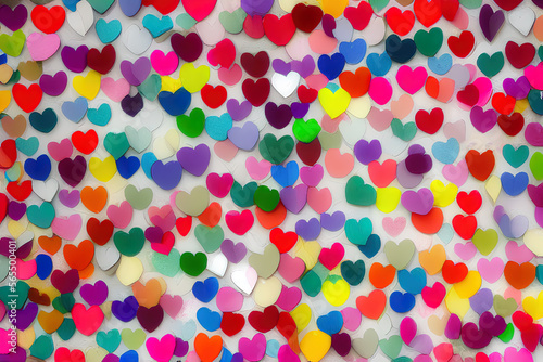 Wallpaper Mural Colorful background of tissue paper hearts - generative AI illustration Torontodigital.ca